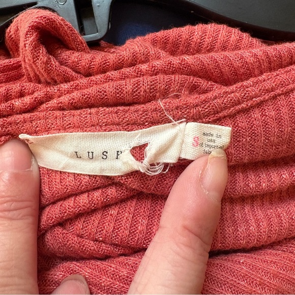 Lush Button Front Fit & Flare Dress Burnt Orange Ribbed Knit Short Sleeve Small - Picture 3 of 3